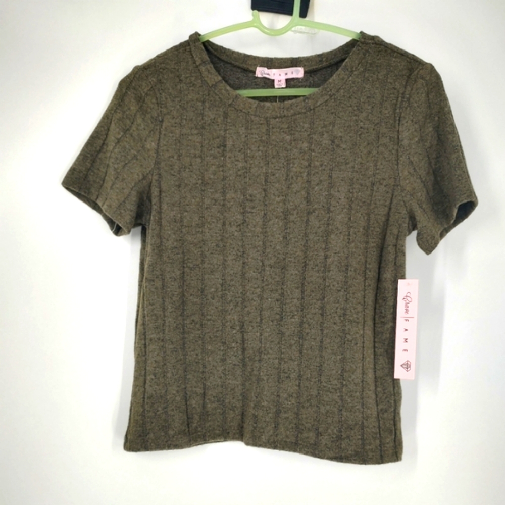 Grave Fame Teen Spirit Olive Short Sleeve Top